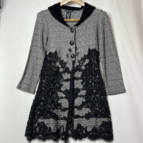 NIC+ZOE Jackets & Blazers - NIC‎ + Zoe Coat Women's Size PP Black White Lace Long Flowy